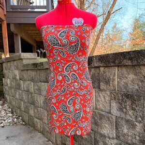 Urban Outfitters Orange Paisley Strapless Mini Dress NWT